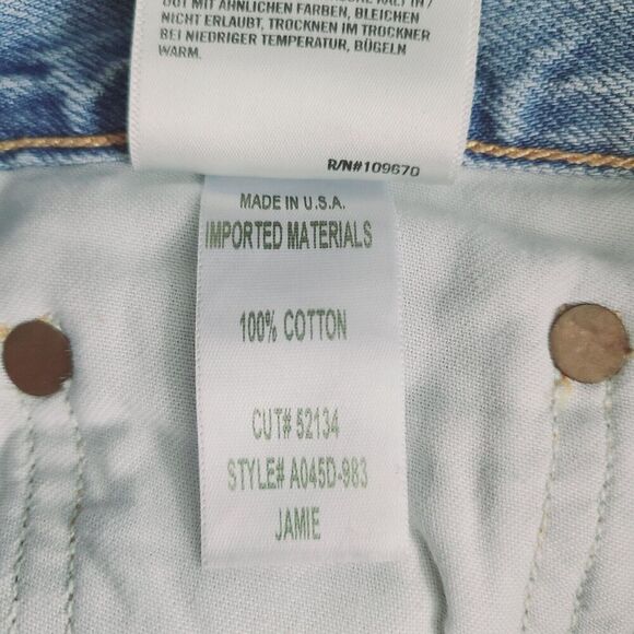 Agolde Jamie Jeans 26 Blue Light Washed High-Rise Distressed‎ Ripped Button Fly - Picture 11 of 12